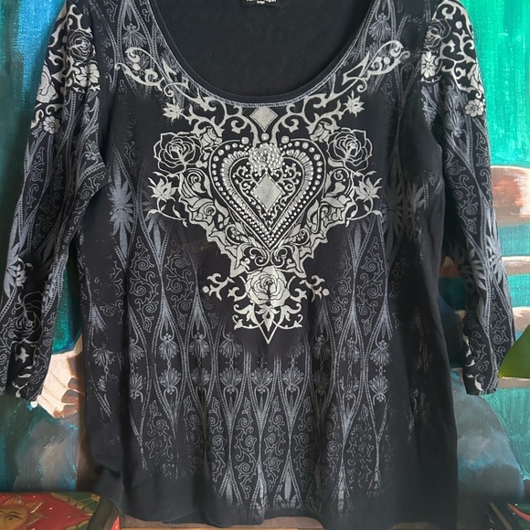 Vanilla Sugar Y2K Black and Gray Patterned Blouse Large - Picture 14 of 16